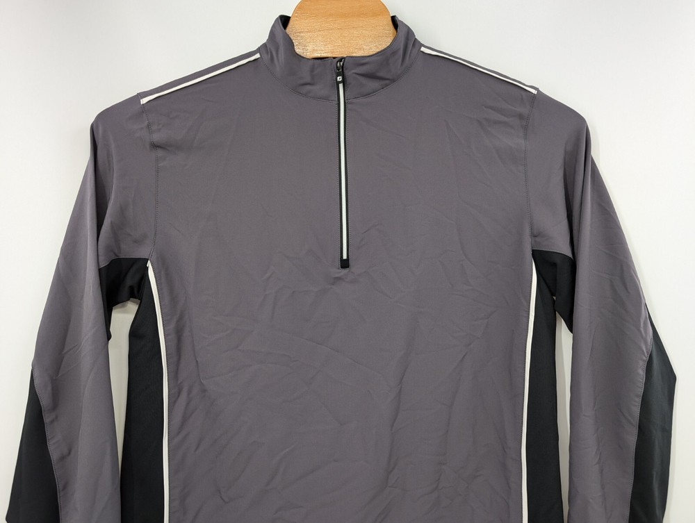 FootJoy Golf Quarter Zip Performance Pullover Medium Men's Gray Black Active
