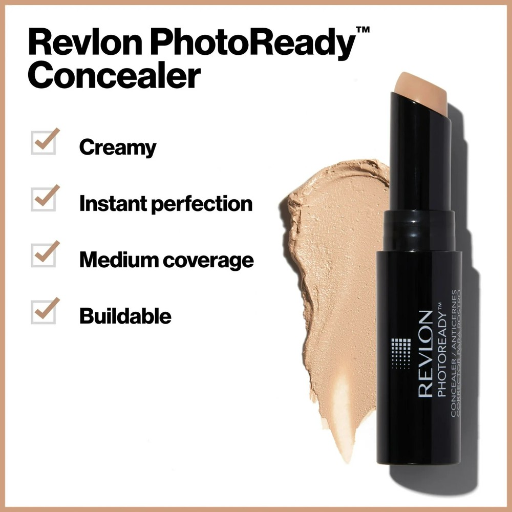 Revlon PhotoReady Stick Concealer Makeup, Medium Coverage, Medium Deep, 0.11 oz