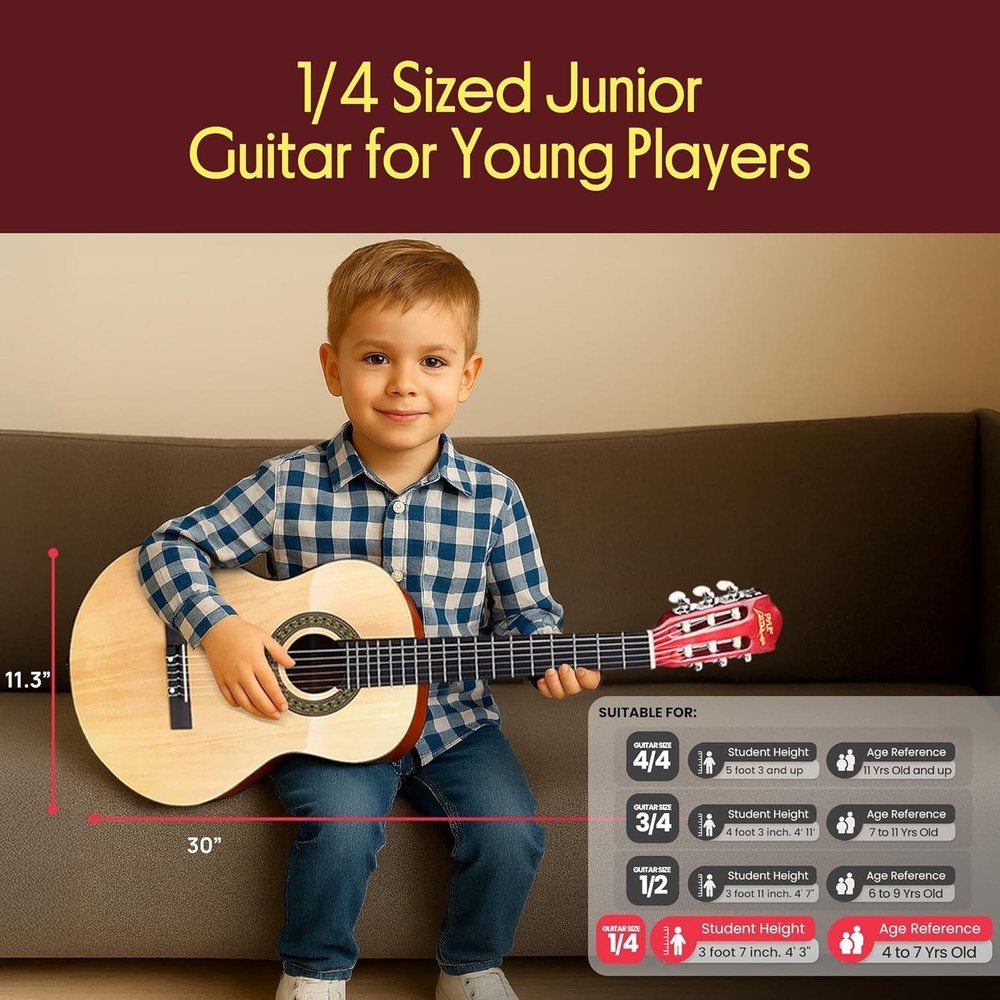 30-inch Beginner Acoustic Guitar Package - Starter Bundle Kit & Accessories