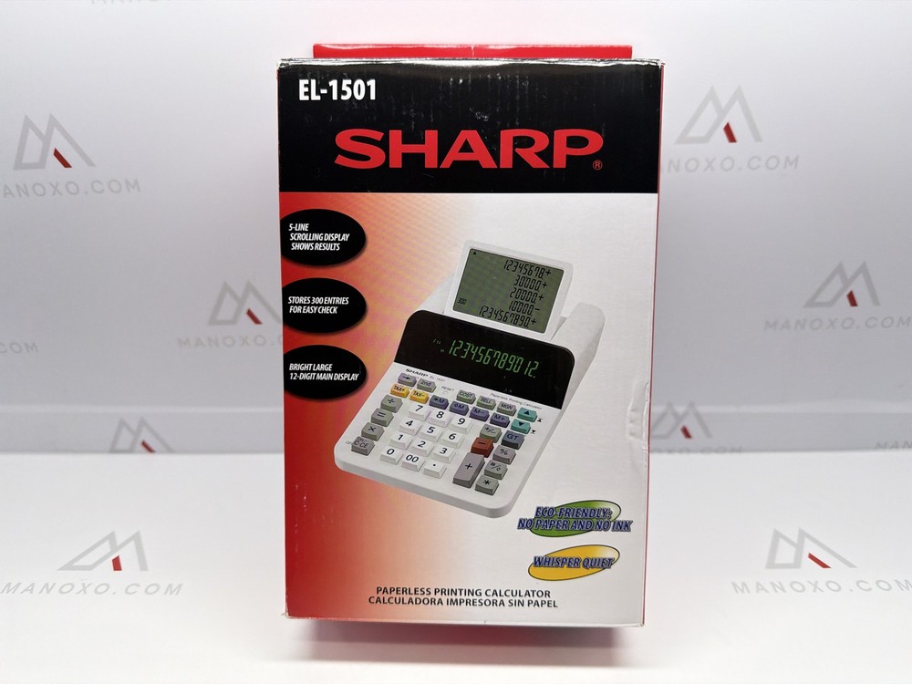 Sharp El-1501 Compact Cordless Paperless Large 12-Digit Display Deskto