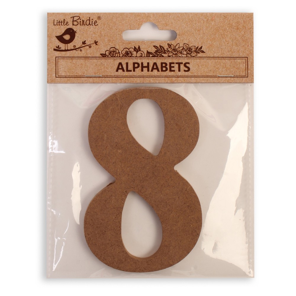 Little Birdie MDF Number 4" 1/Pkg-8 - 6 Pack