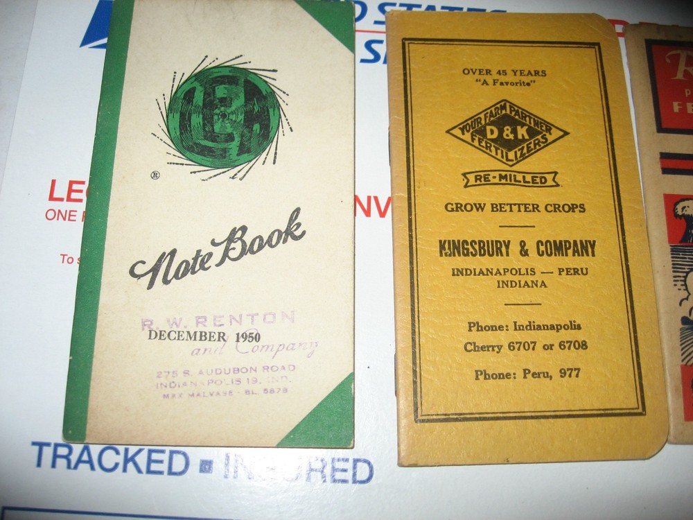 1940's, 1950's feed and seed memo noteboks