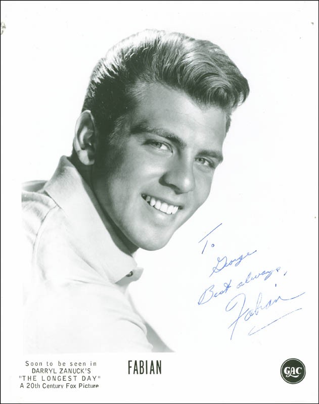 FABIAN - AUTOGRAPHED INSCRIBED PHOTOGRAPH