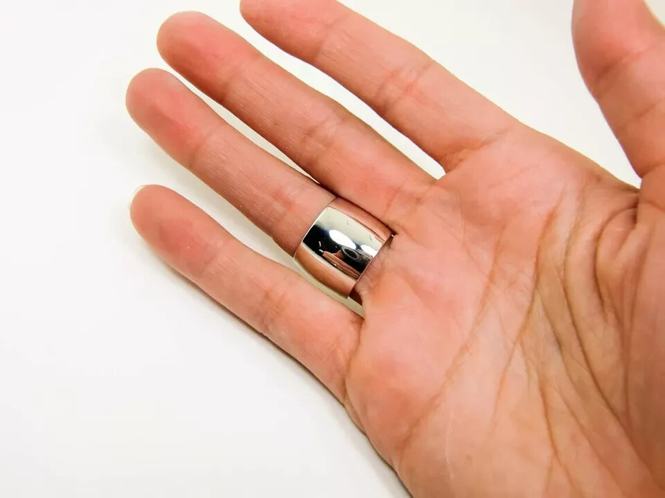 Solid 925 Sterling Silver Wide Dome Band Ring Statement Handmade Ring All Size