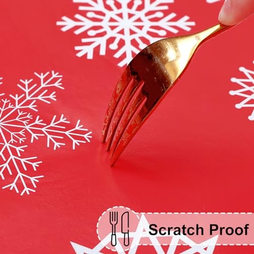 Rectangle Vinyl Tablecloth, Fitted 96" x 30" (Rectangular) Christmas Red