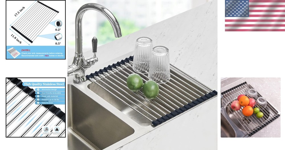 Compact and Sturdy Over Sink Dish Rack – Perfect for Small Kitchens 17.5"x11.8"