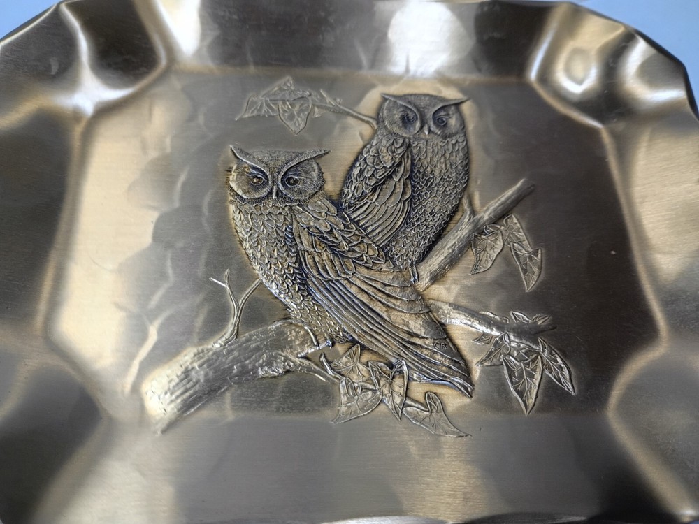 Solid Bronze Hand made Owl / Bird tray / dish Wendall August forge
