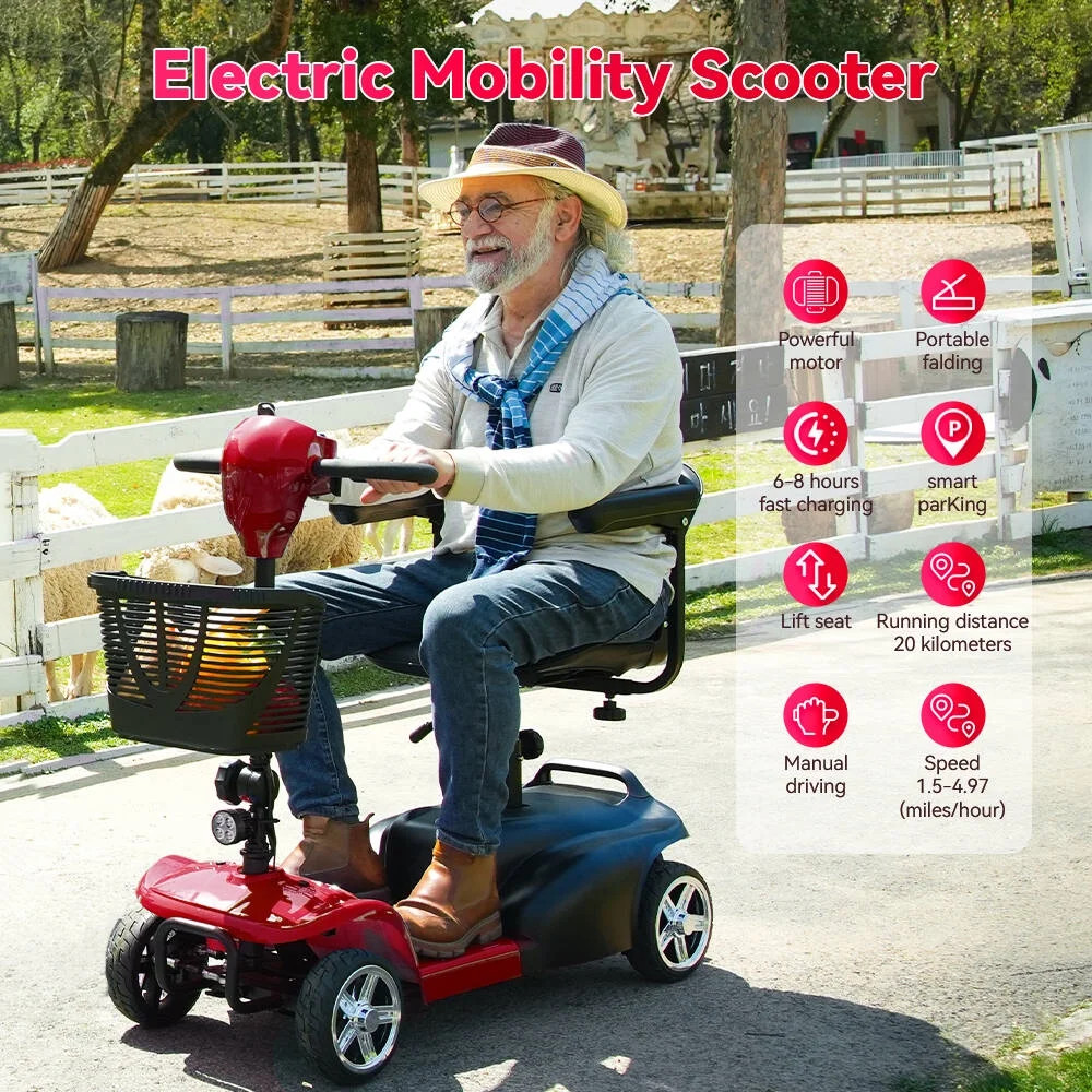 Mobility Scooter,Folding 4 Wheels Mobility Scooters for Seniors,Replacement E...