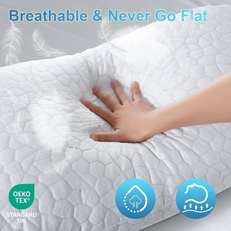 Cooling Pillow Set 2 Pack Gel Memory Foam Adjustable Soft Support Sleepers New