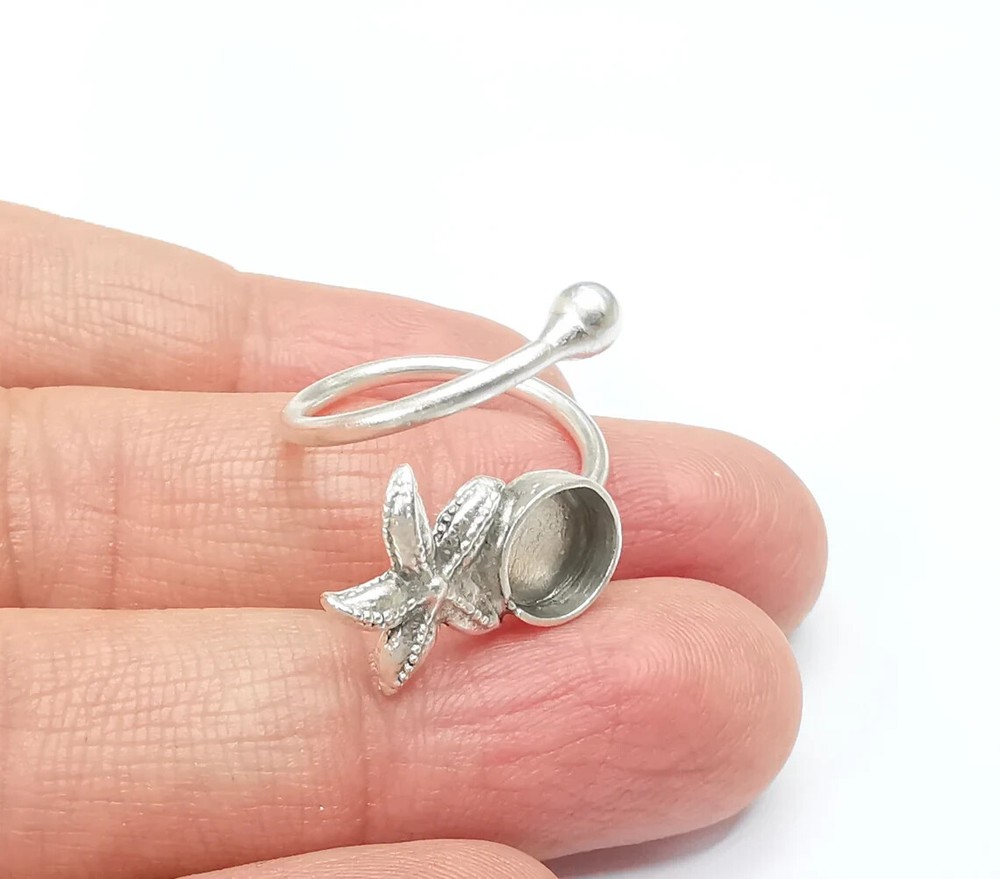 Starfish Ring Blank Setting, Cabochon Mounting, Adjustable Resin Ring Base Bezel