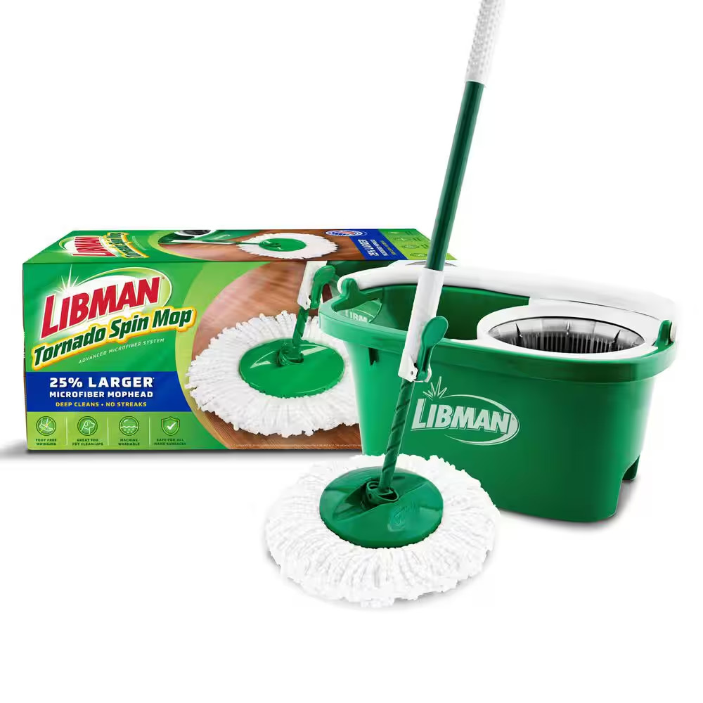 Tornado Spin Mop with Bucket Cleaning System, Microfiber Spin Mop Head, Machine