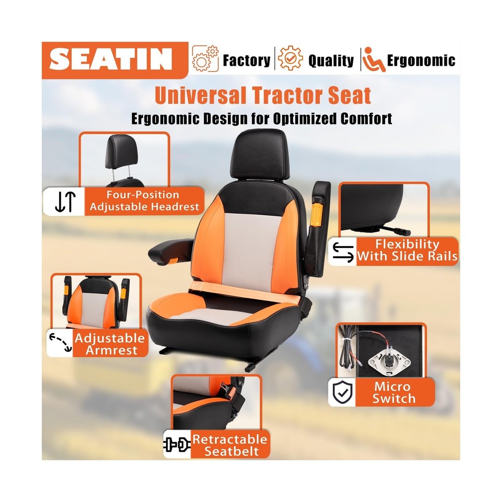 SEATIN Universal Tractor Seat, Comfortable Zero Turn Mower Seat with Adjustab...
