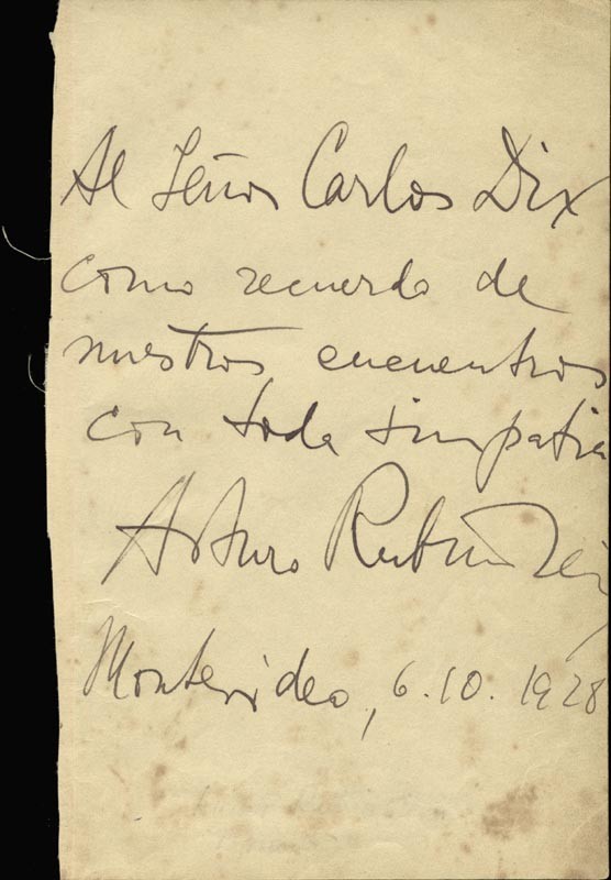 ARTHUR RUBINSTEIN - AUTOGRAPH NOTE SIGNED 06/10/1928