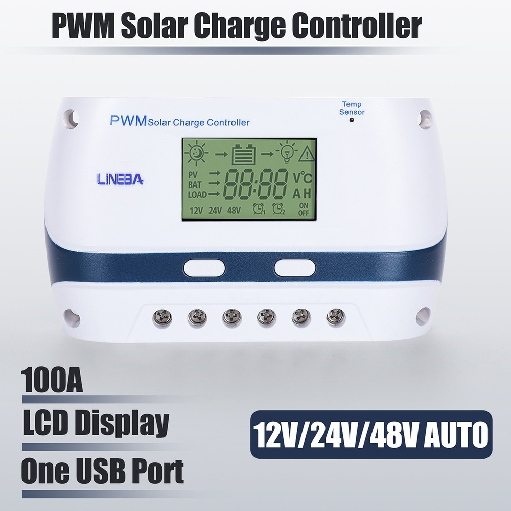 100A Solar Charge Controller 12V/24V/48V USB Regulator for Solar Off-Grid System