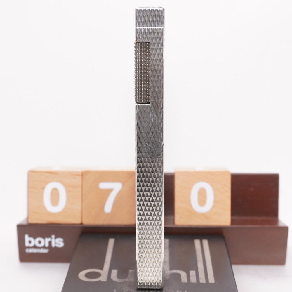 Dunhill Lighter LONGBOY Silver Diamond Pattern _Ultrasonically Cleaned_Working