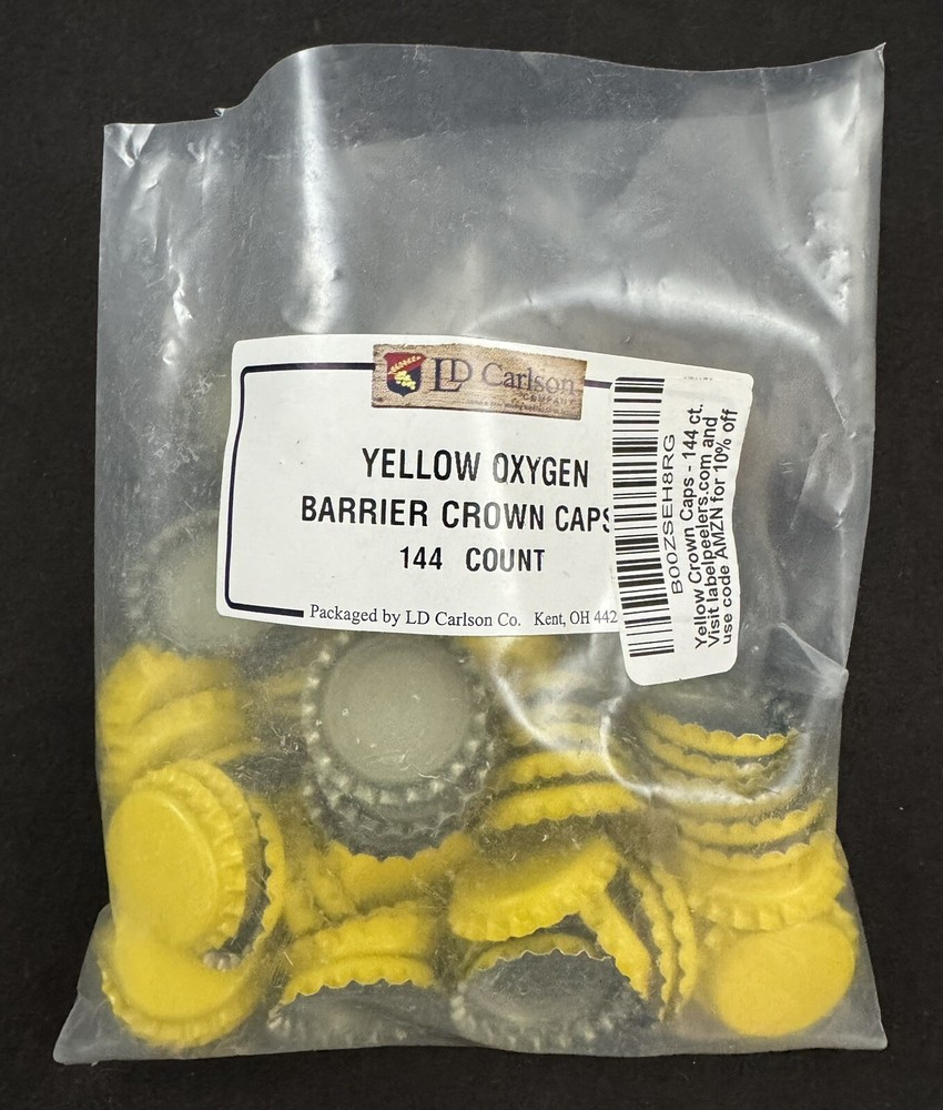 LD Carlson Yellow Oxygen Barrier Crown Caps - 80 Count