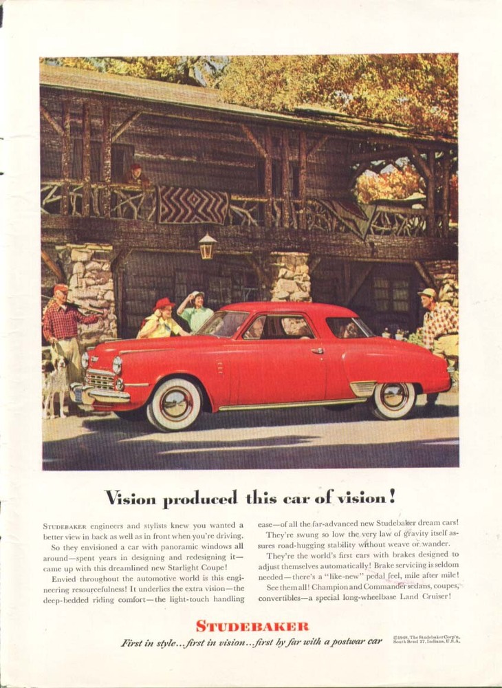 Vision produced this car of vision! Studebaker ad 1948