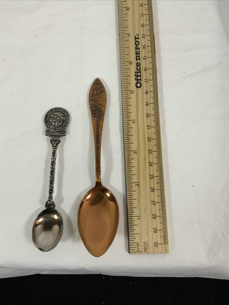 Rare Solid Copper Black Hills S.D. Souvenir Spoon & Mt Rushmore Spoon