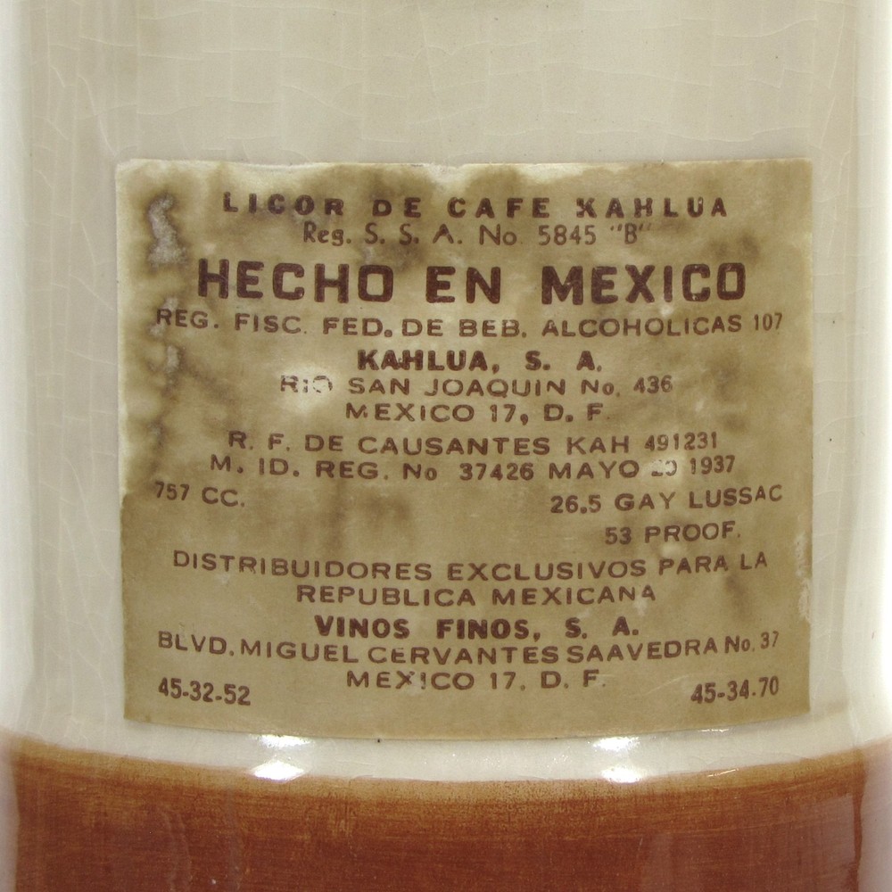 Vintage Luxo Lier Mexico KAHLUA - AZTEC 250ml Bottle EMPTY