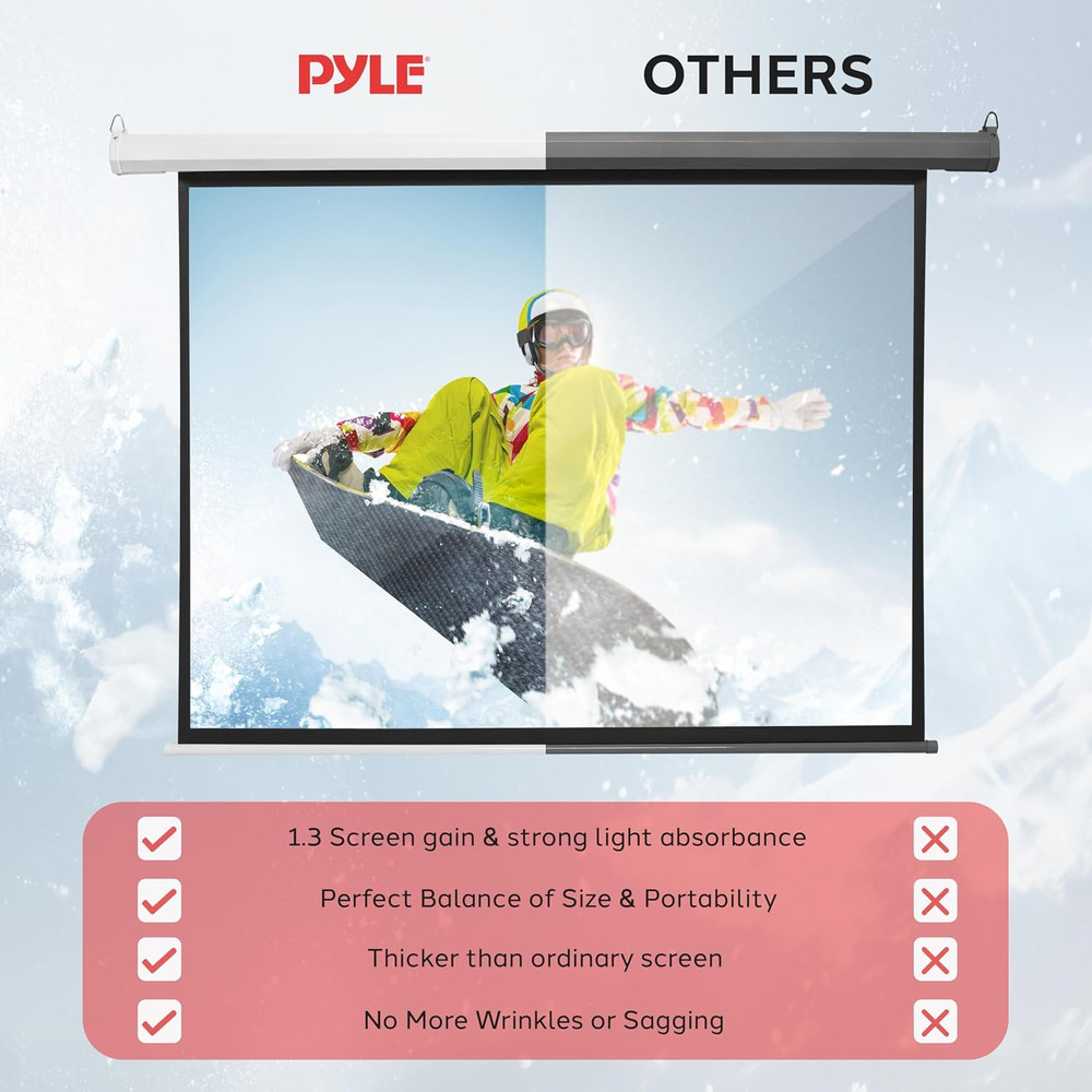 72" Portable Motorized Matte White Projector Screen - Automatic Projection Displ