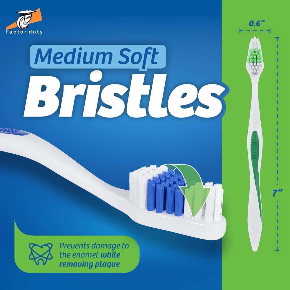 100 Pack Toothbrush Standard Classic Medium Soft Toothbrush Bulk Individually...