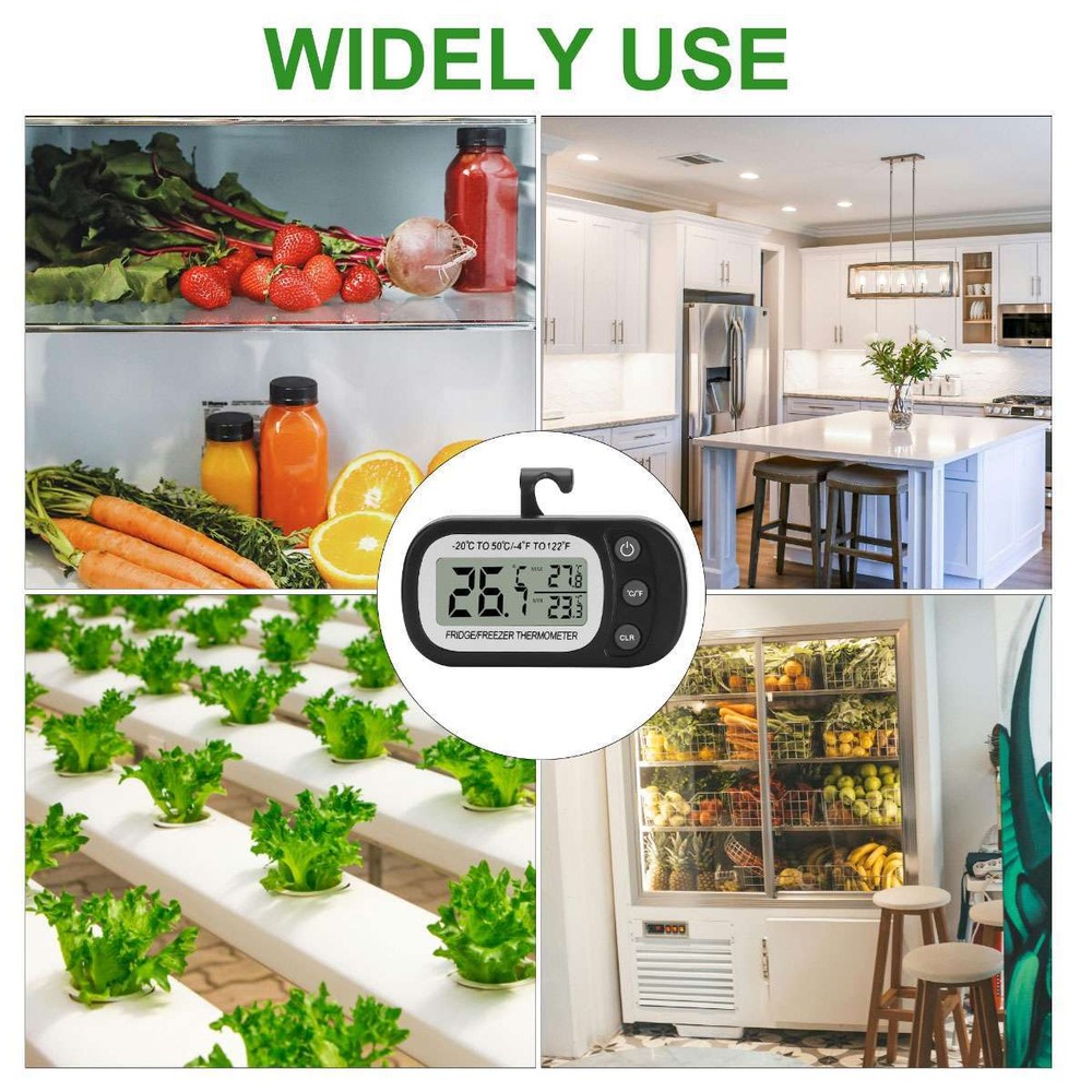 Refrigerator Thermometer Digital Fridge Freezer Waterproof Large LCD Display US