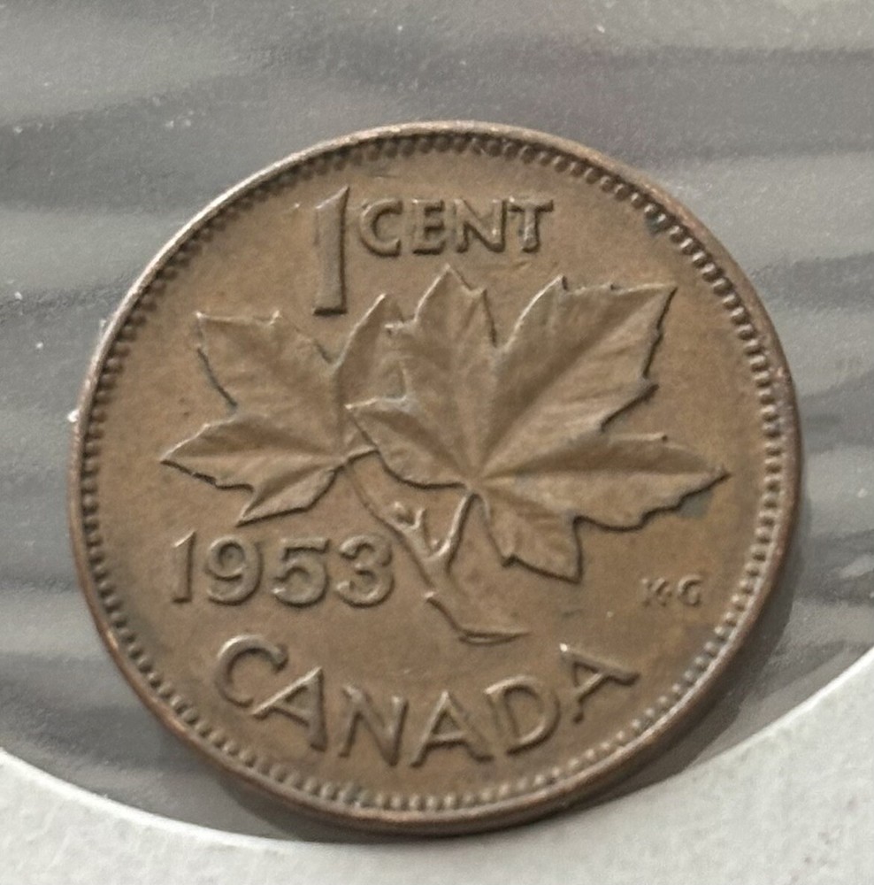 1953 NSF No Shoulder Fold Canada One Cent 1