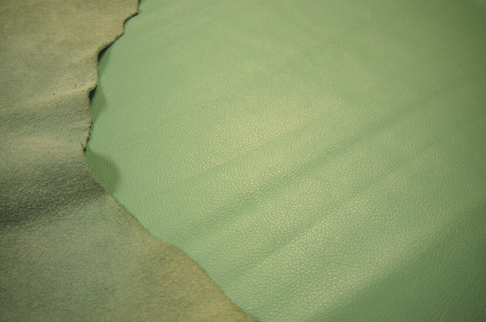 Large leather Hide. 54 SQF Top Quality Top Grain. Light Teal
