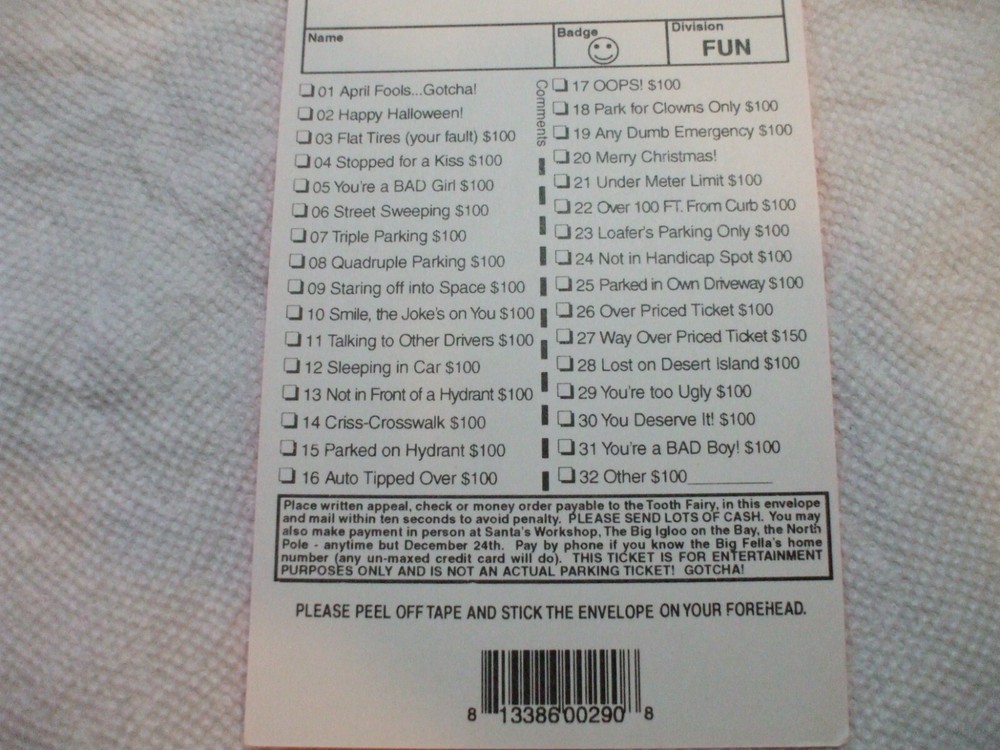 5 Fake Parking Tickets