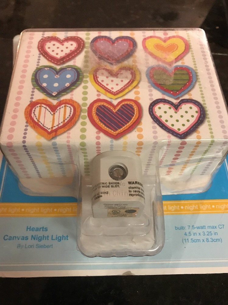 Hearts Canvas Night Light Girls