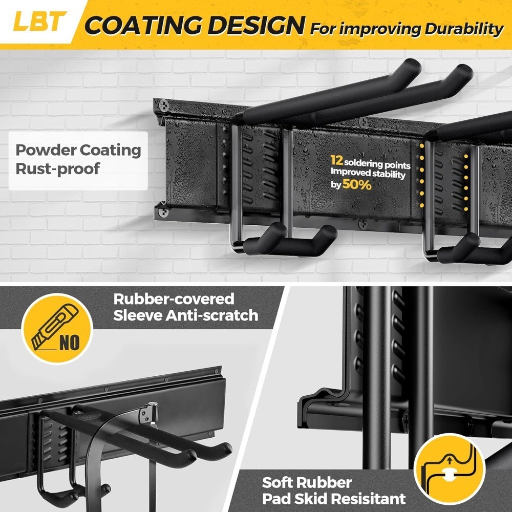 Heavy Duty Garage Tool Organizer Wall Mount with Adjustable Hooks 720lbs