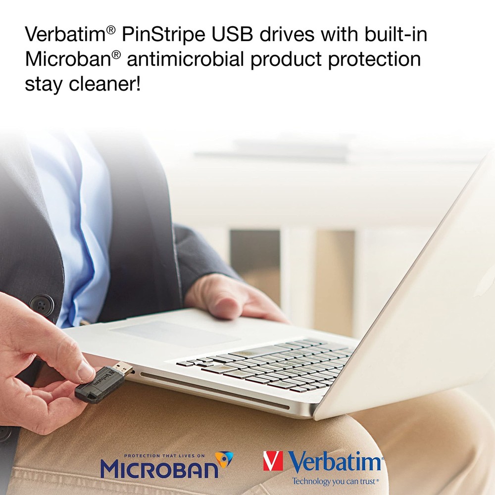 Verbatim 128GB USB Flash Drive Black Push Pull Sliding Design Portable Storage
