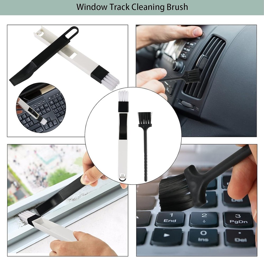 Hand-held Groove Gap Cleaning Tools - Multi-Surface Brush Set for Blinds & Vents