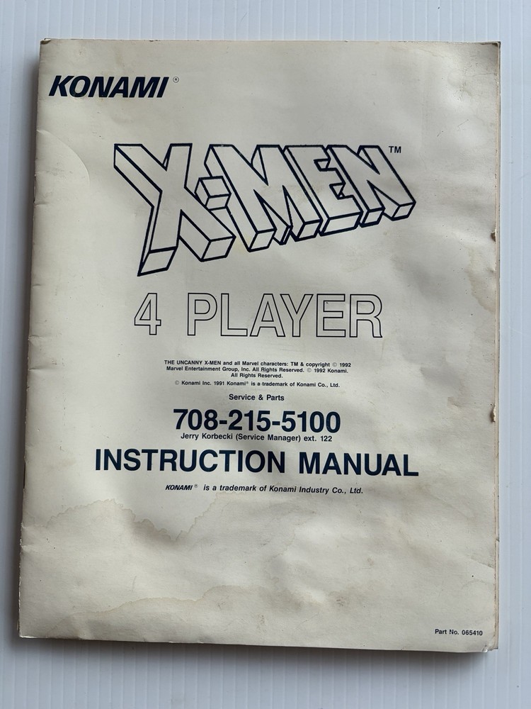 X men 4 player  Arcade Manual And Decals