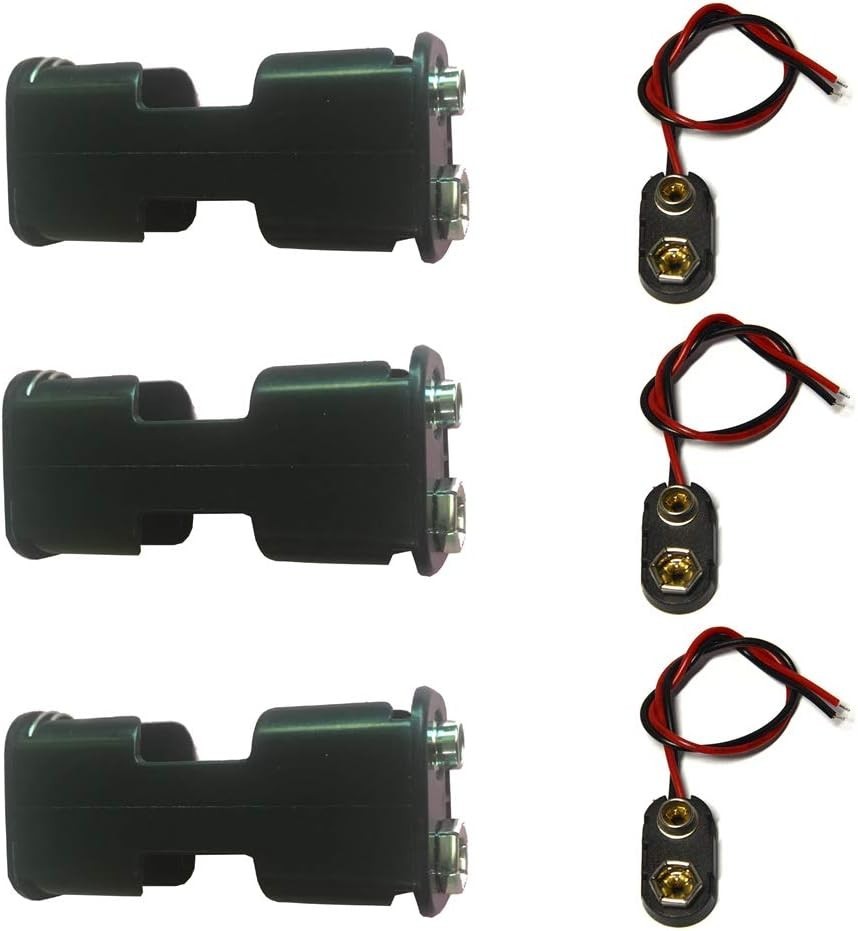 Durable AA Battery Holder + 9V Snap Connectors - 3 Count for Electronics