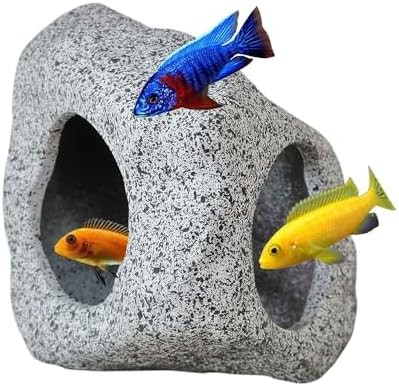Ceramic Aquarium Rock Cave – Betta Fish Tank Hideaway Decor