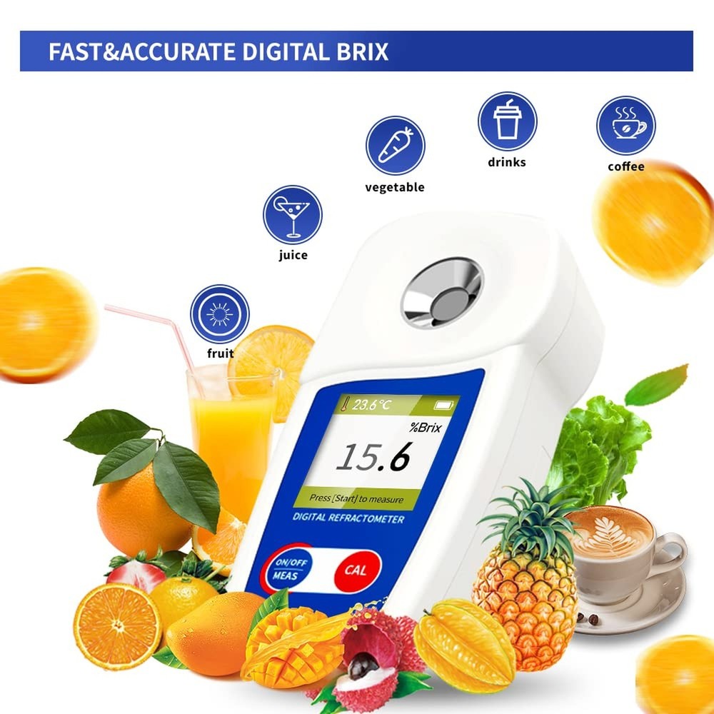 Digital Brix Refractometer Flagfront brix Meter Refractometer Automatic Tempe...