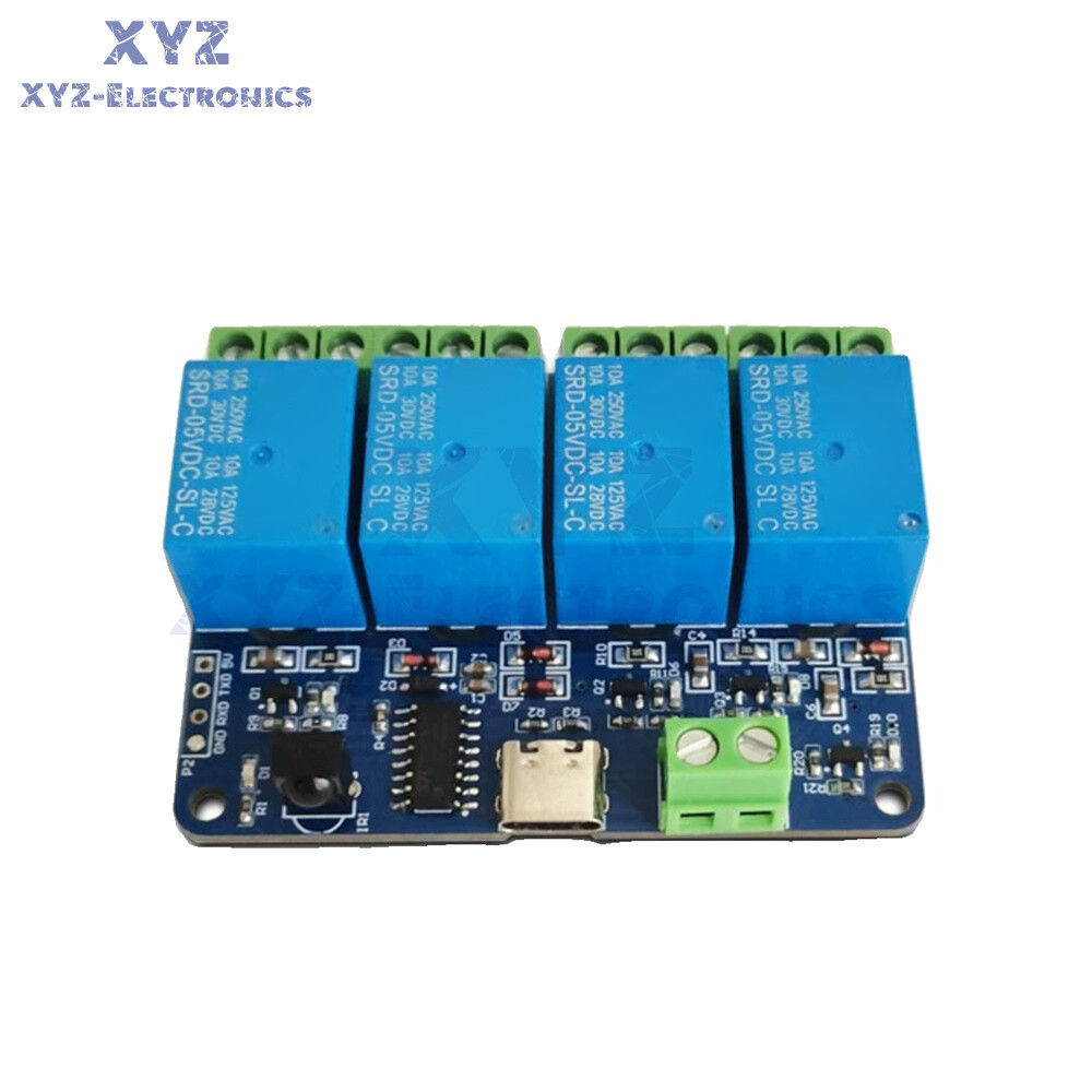DC5V 4way Infrared Wireless Remote Control WiFi Relay Module Self-locking Type-C