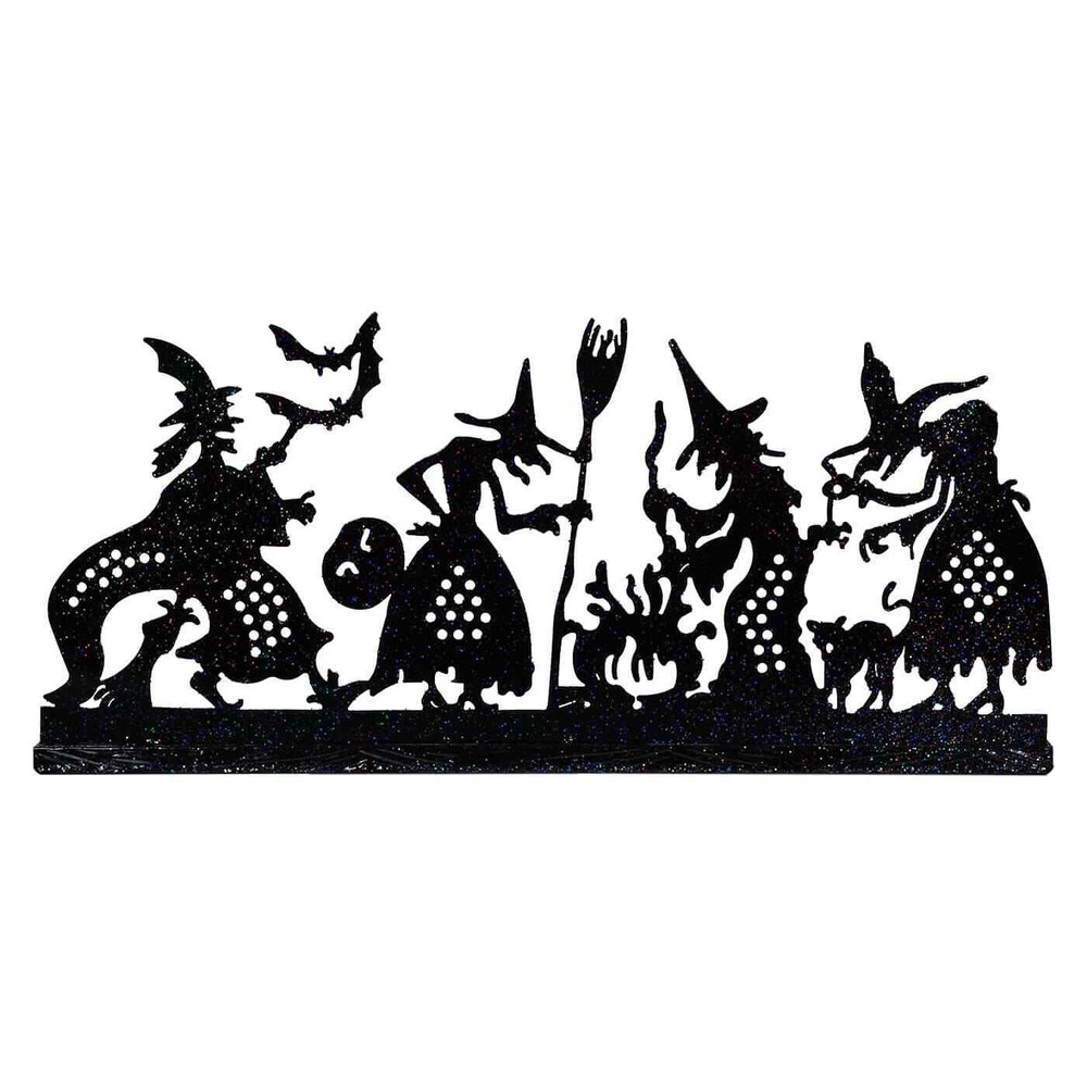 Metal Candle Holder Witch Scene Decor