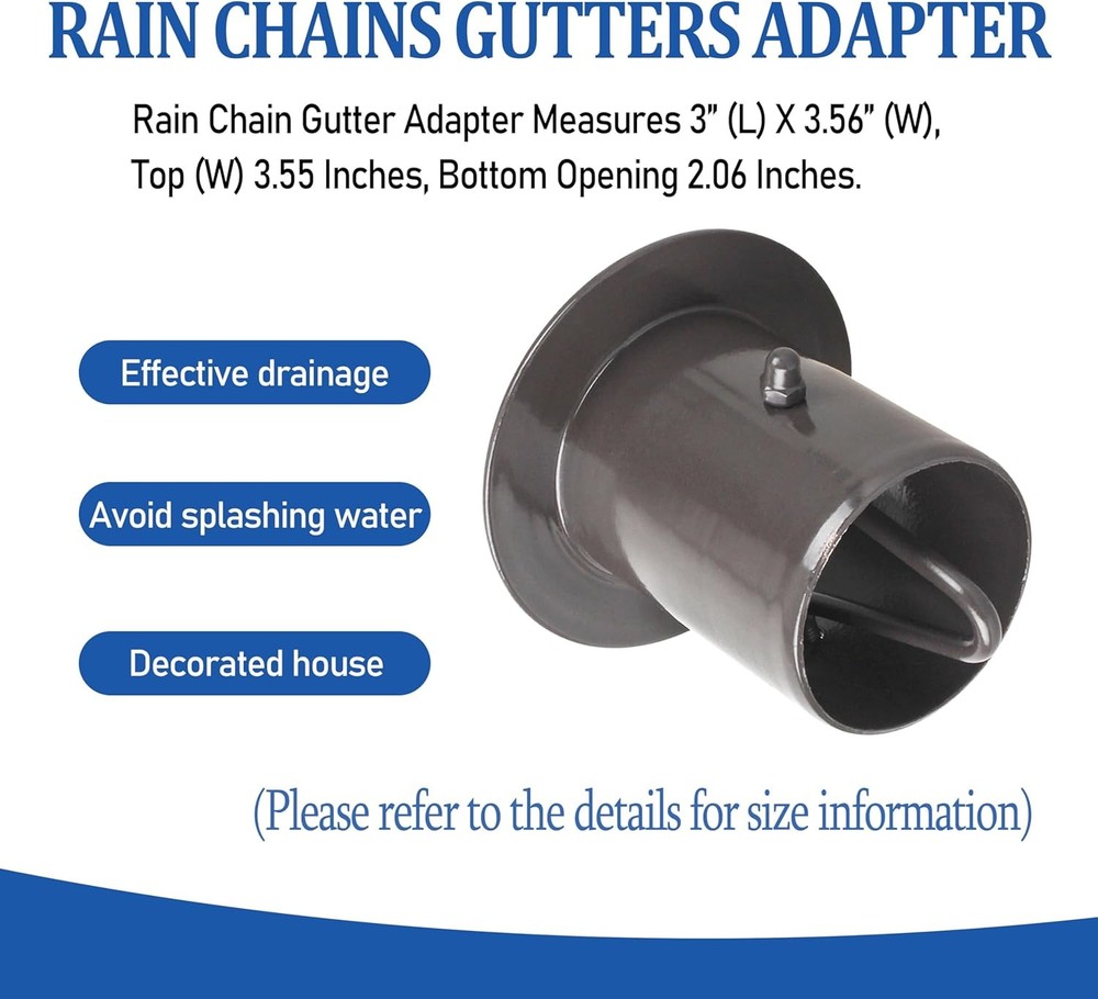 Rain Chain Gutter Adapter Replacement Downspout Gutters Black Aluminum