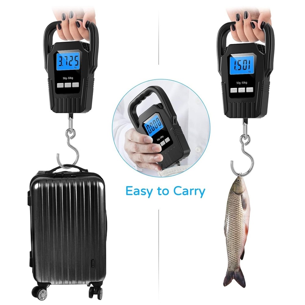 Digital Fish Scale with Backlit LCD – 110lb Capacity & Comfortable Handle