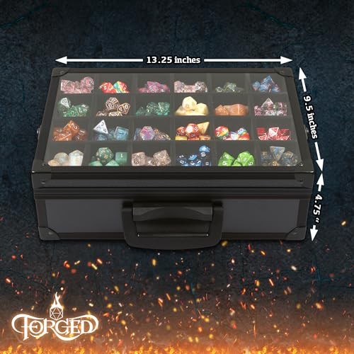 Dice Display Case and Rolling Tray with 3 Removable Divided Dice Trays -