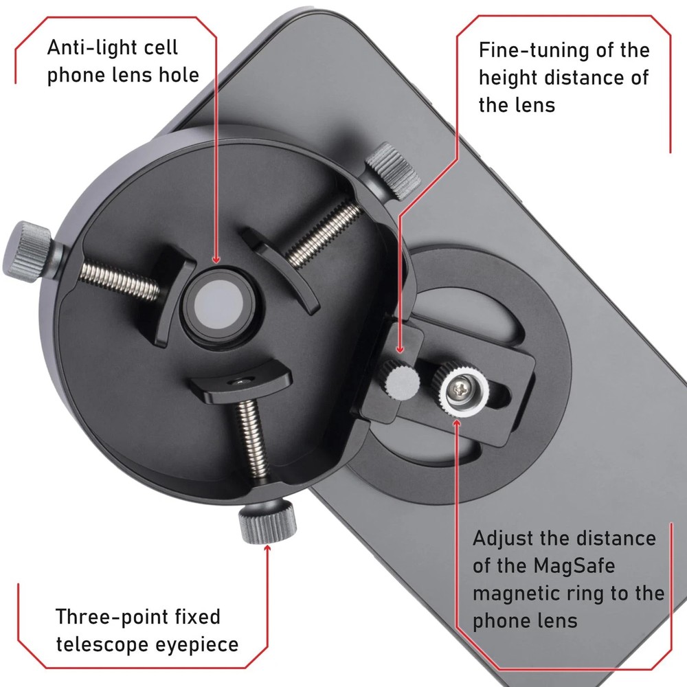 for Magsafe Digiscoping Adapter,Fits Telescope or Spotting Scope 2.5" Black