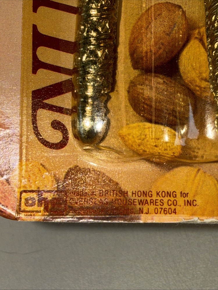 Vintage HMQ Goldtone Nut Cracker Tool NIP