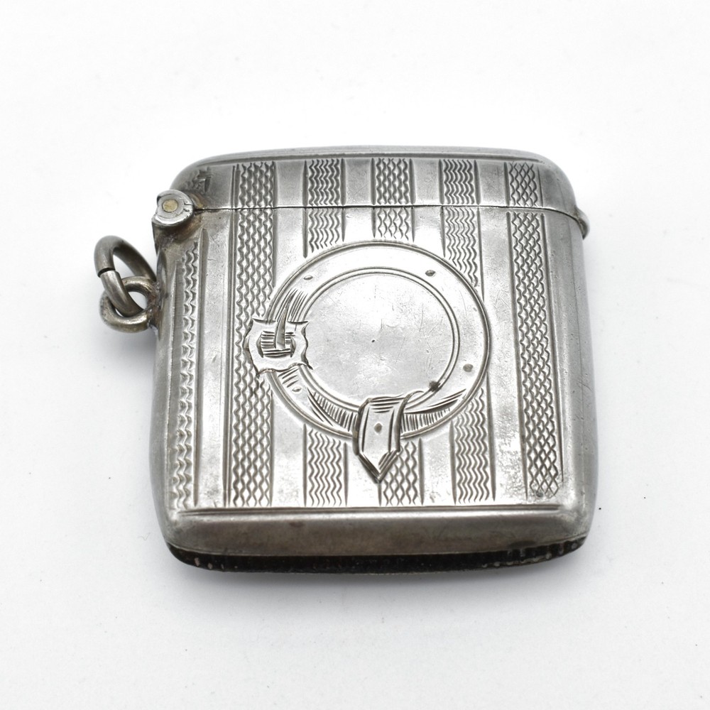Antique Solid Silver Vesta Case Match Safe Edwardian 1901 Joseph Gloster
