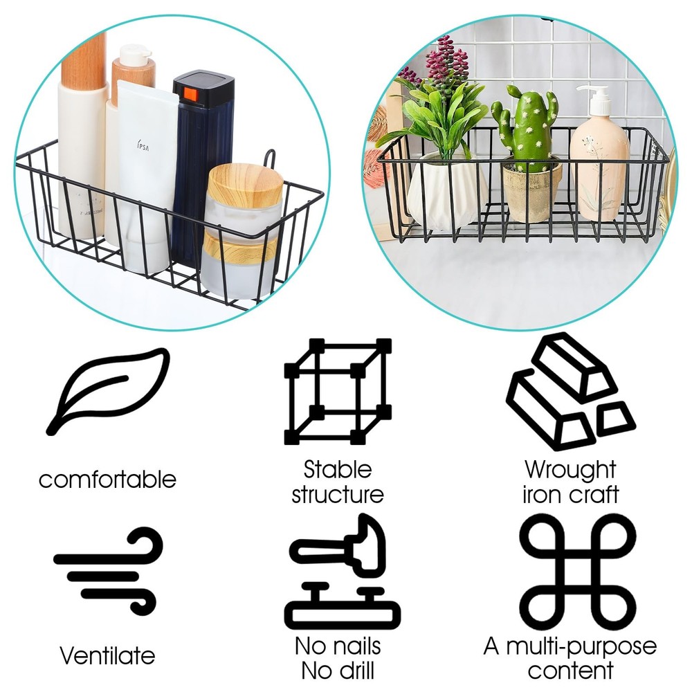 10 PCS Hanging Wire Baskets For Organizing Metal Storage Grid Panel Black