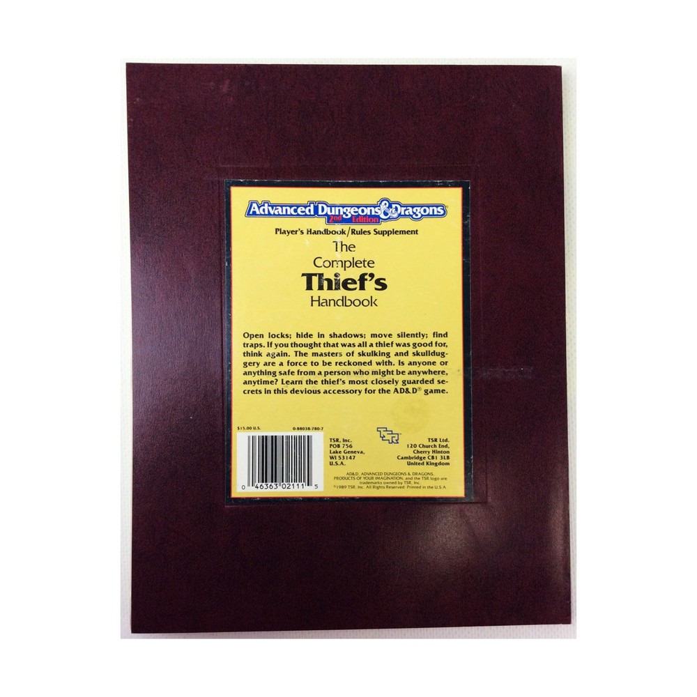 TSR AD&D 2nd Ed Complete Thief's Handbook (2nd) Fair+