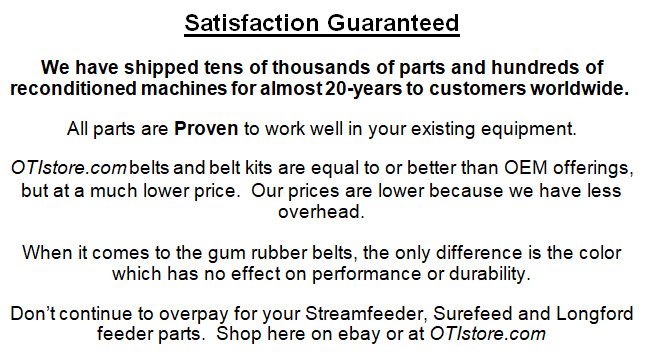 Streamfeeder Model 1 Belt Kit, Blue Urethane Belts OT-99M1P