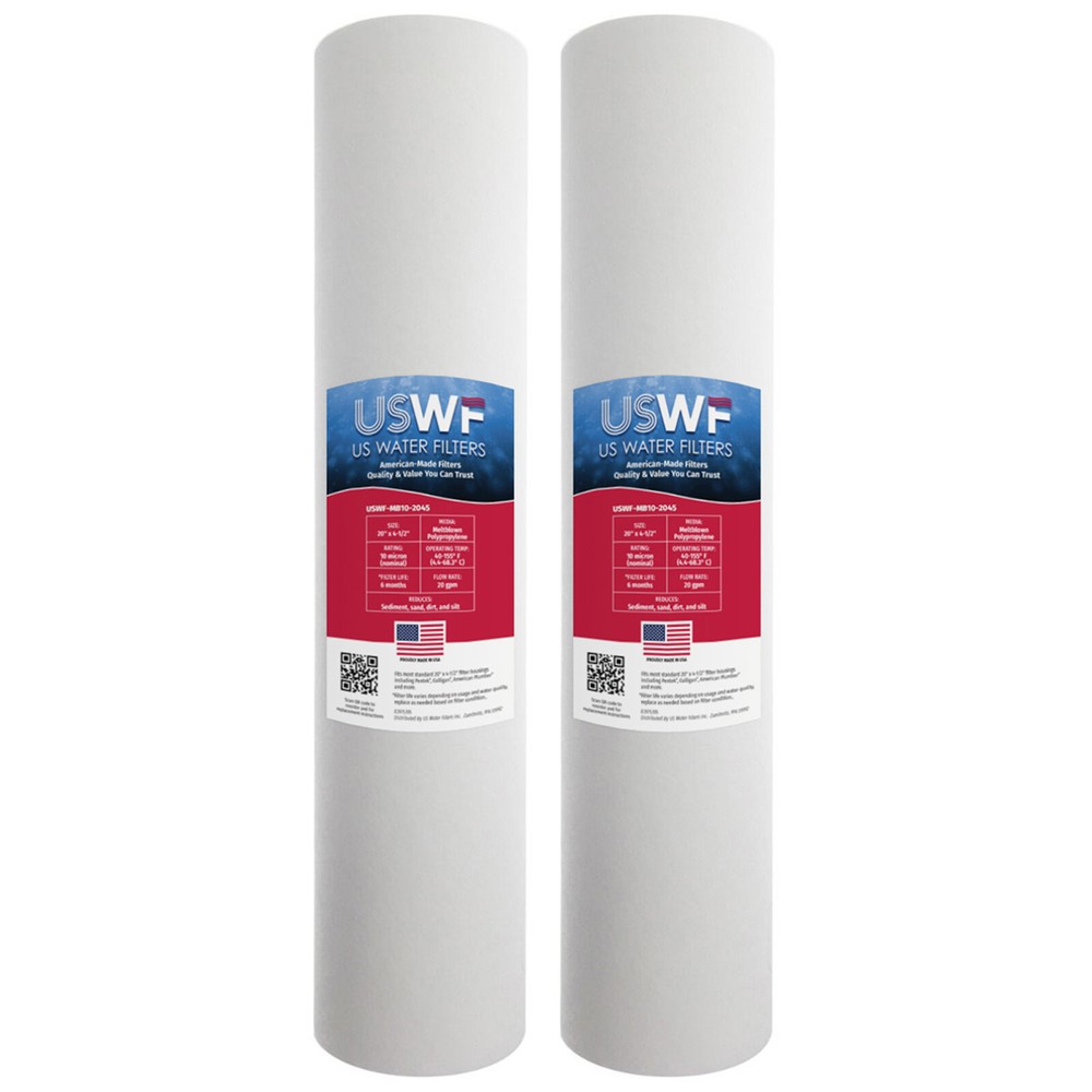 20 x 4.5 Inch 10 Micron Melt Blown Polypropylene Sediment Water Filter 2-Pack