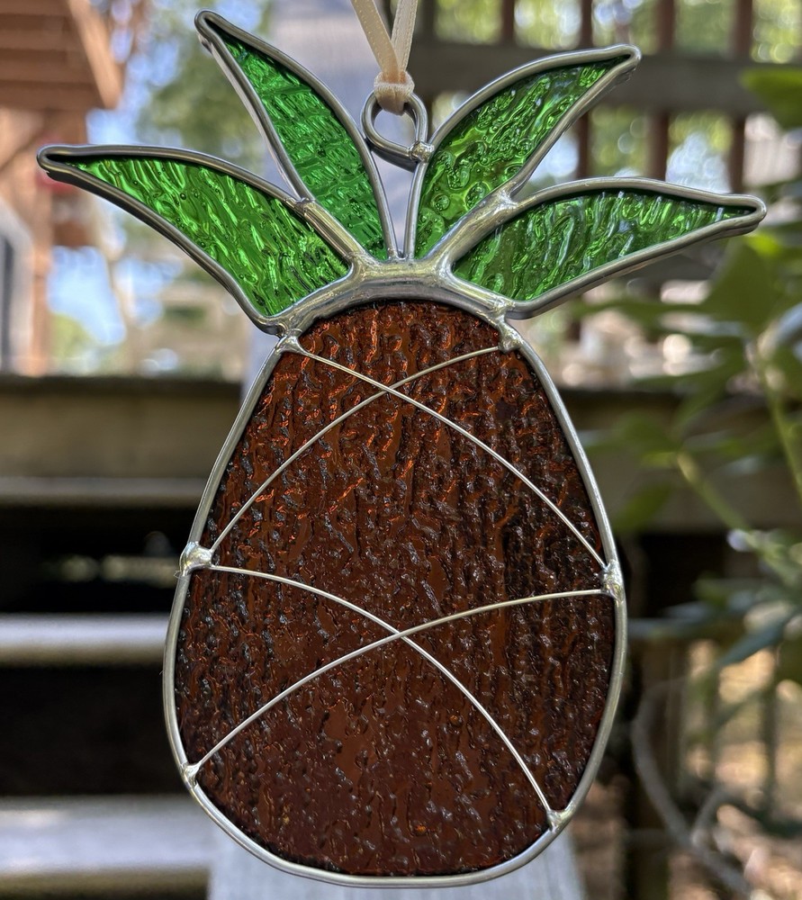 Stained Glass Pineapple Suncatcher Fruit Handcrafted